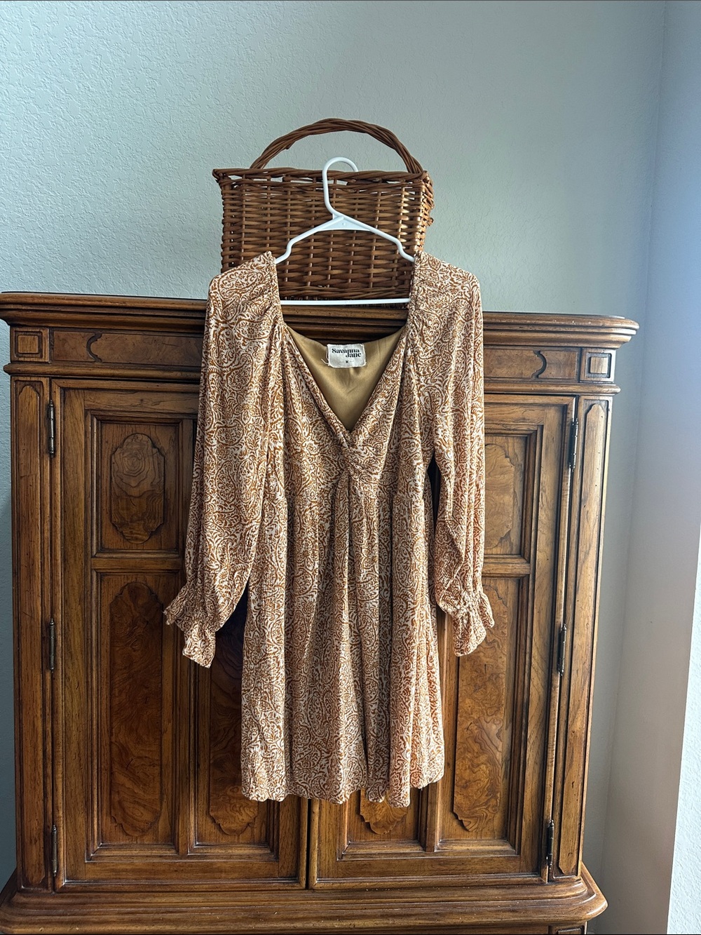 Savanna Jane Cream and Brown Paisley V-Neck Tunic